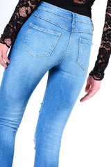 Blue Ripped Skinny Denim Jeans - Codey-Jeans