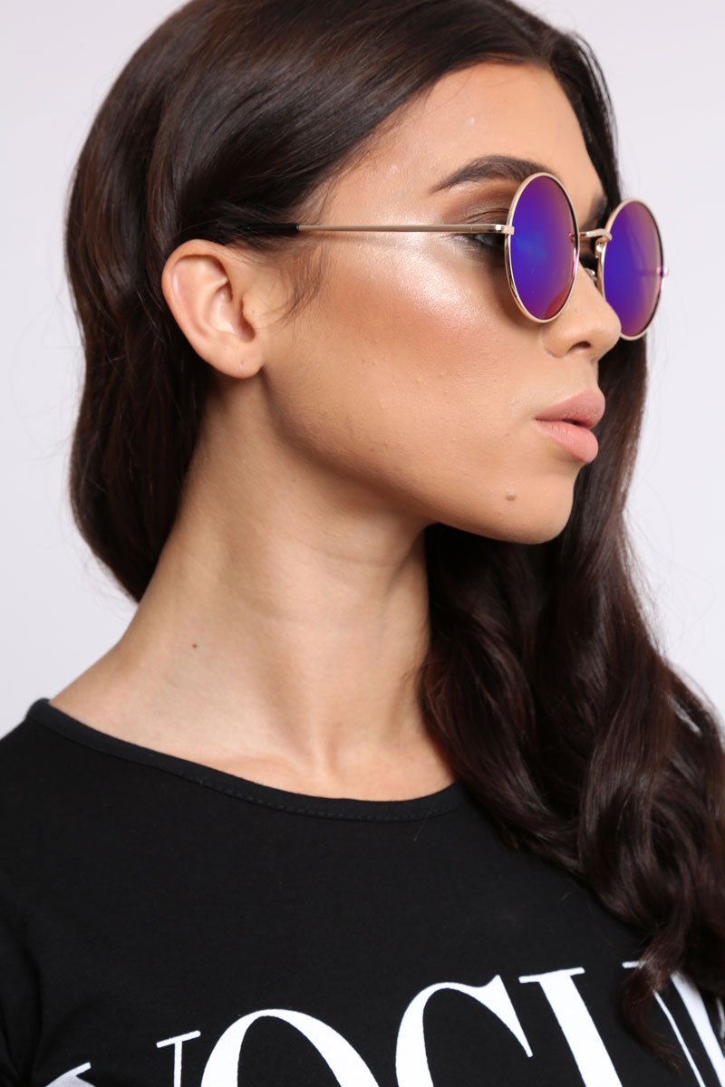 Blue Round Nose Bridge 90's Sunglasses - Calyn-Sunglasses