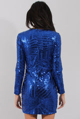Blue Sequin Bodycon Dress - Rosalie-Dresses