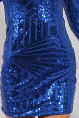 Blue Sequin Bodycon Dress - Rosalie-Dresses