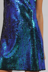 Blue Sequin Cami Choker Dress - Ariel-Dresses
