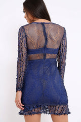 Blue Sheer Sequin Dress - Aaima-Dresses