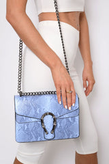 Blue Snake Print Cross Body Bag - Tenlee-Bags