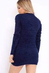 Blue Soft Fur Knit Jumper Dress - Beck-Dresses