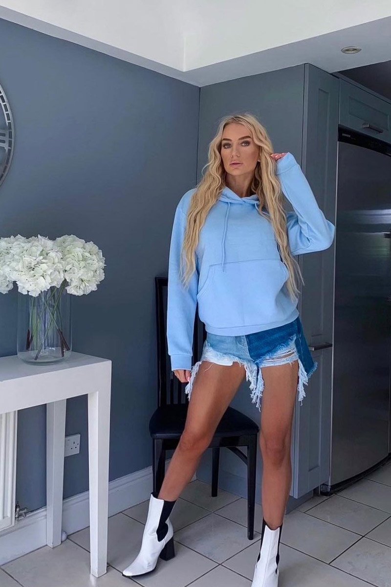 Blue Splice Denim Extreme Rip Front Shorts - Aarya-Shorts