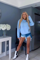 Blue Splice Denim Extreme Rip Front Shorts - Aarya-Shorts