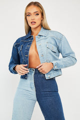 Blue Splice Two Tone Denim Jacket - Beula-Jackets