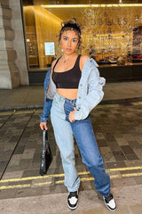 Blue Splice Two Tone Denim Jacket - Beula-Jackets