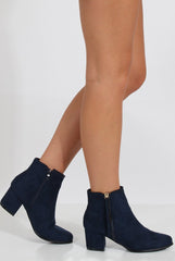 Blue Stitch Detail Ankle Boots - Elise-Boots