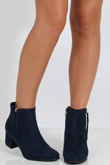 Blue Stitch Detail Ankle Boots - Elise-Boots
