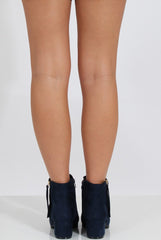 Blue Stitch Detail Ankle Boots - Elise-Boots