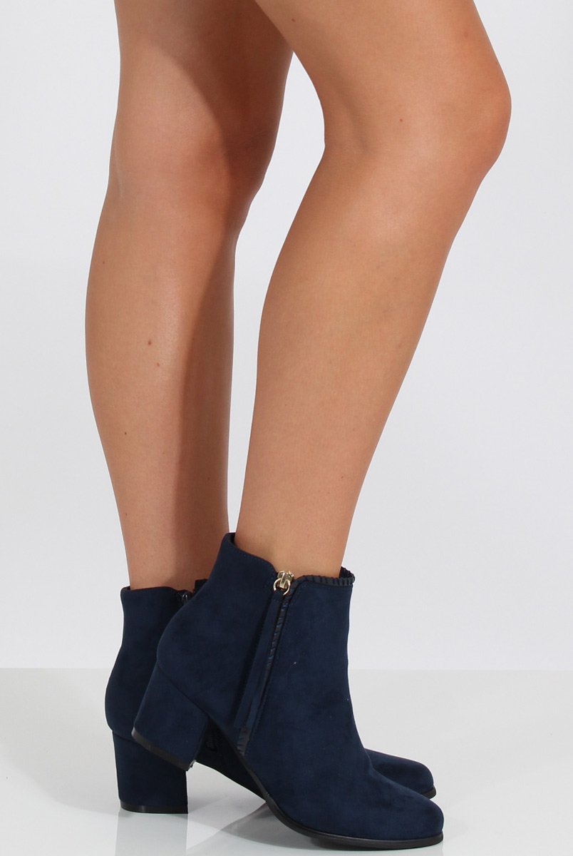 Blue Stitch Detail Ankle Boots - Elise-Boots