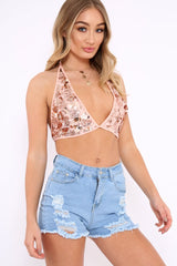 Blue Stretch Distressed Denim Shorts - Jhene-Shorts