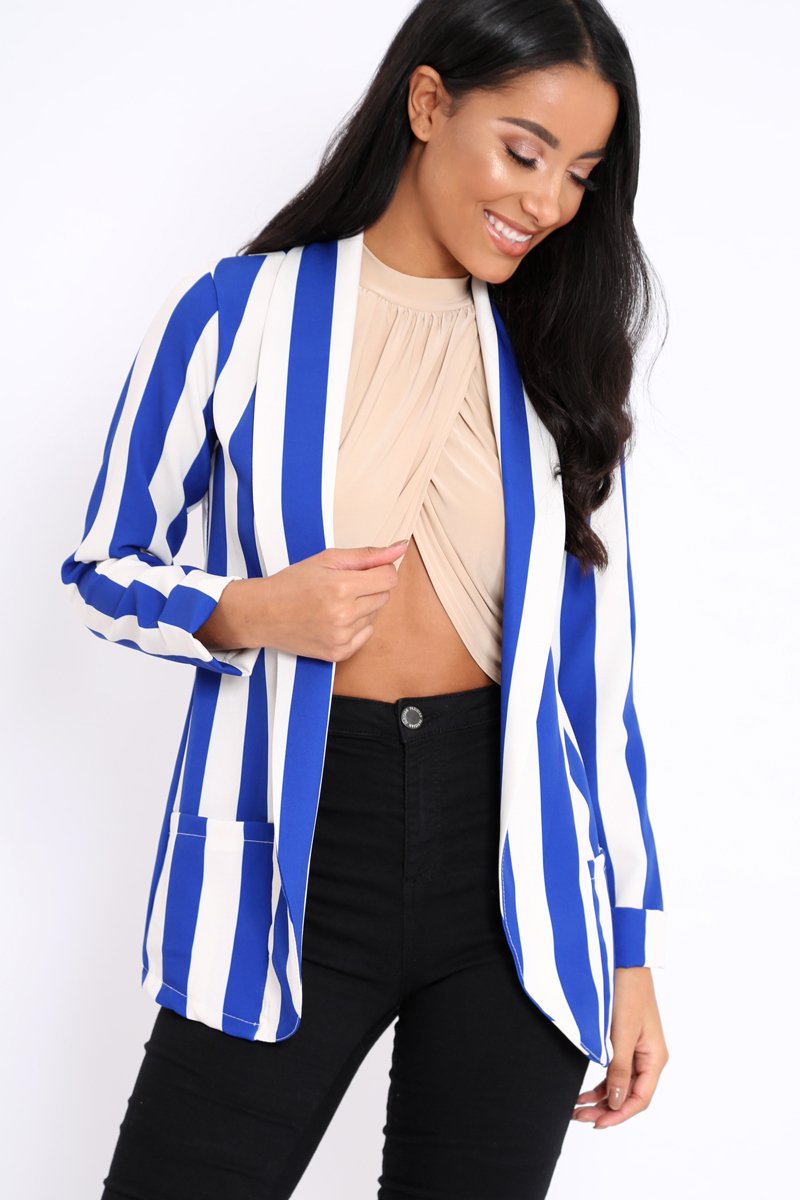 Blue Stripe Blazer - Rockie-Tops