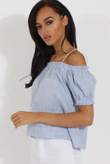 Blue Stripe Cami Cold Shoulder Top - Isidora-Tops