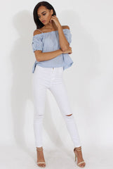 Blue Stripe Cami Cold Shoulder Top - Isidora-Tops