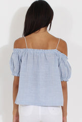 Blue Stripe Cami Cold Shoulder Top - Isidora-Tops