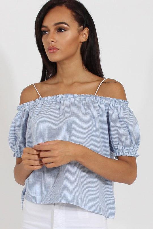 Blue Stripe Cami Cold Shoulder Top - Isidora
