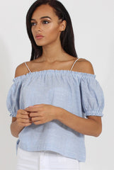 Blue Stripe Cami Cold Shoulder Top - Isidora-Tops