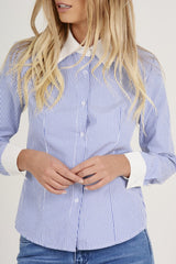 Blue Stripe Collared Shirt - Nelly-Shirts