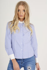 Blue Stripe Collared Shirt - Nelly-Shirts