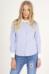 Blue Stripe Collared Shirt - Nelly-Shirts
