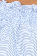 Blue Stripe Off Shoulder Crop Top - Violetta-Crop Tops