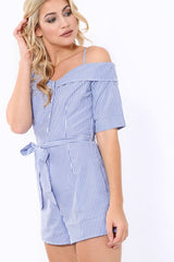 Blue Stripe Playsuit - Carlynn-Playsuits