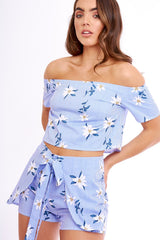 Blue Striped Crop Top - Katrin-Crop Tops