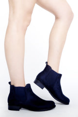 Blue Suede Low Ankle Chelsea Boots - Hope-Boots