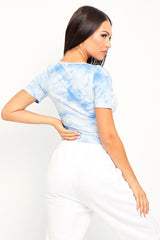 Blue Tie Dye Double Zip Top - Faven-Tops