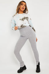 Blue Tie Dye Gathered Waist Sweatshirt - Amirra-Sweatshirts