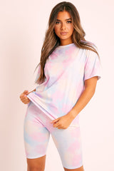Blue Tie-Dye T-shirt Cycling Short Set - Boni-Co-ords