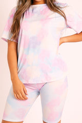 Blue Tie-Dye T-shirt Cycling Short Set - Boni-Co-ords