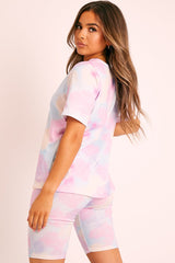 Blue Tie-Dye T-shirt Cycling Short Set - Boni-Co-ords