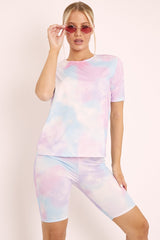 Blue Tie Dye T-shirt and Cycling Shorts Co-ord - Emmalin-Co-ords
