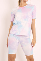 Blue Tie Dye T-shirt and Cycling Shorts Co-ord - Emmalin-Co-ords