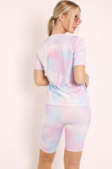 Blue Tie Dye T-shirt and Cycling Shorts Co-ord - Emmalin-Co-ords