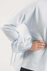 Blue Tied Arm Bell Sleeve Top - Poppy-Tops