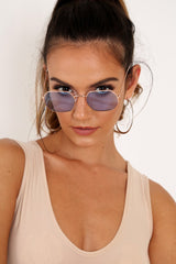 Blue Tinted Metal Frame Sunglasses - Maevis-Sunglasses