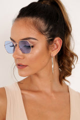 Blue Tinted Metal Frame Sunglasses - Maevis-Sunglasses
