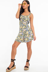 Blue Tropical Print Button Front Midi Dress - Nisha-Dresses