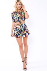 Blue Tropical Print Top- Florence-Tops