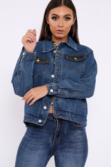 Blue Two Tone Denim Jacket -Shay-Jackets