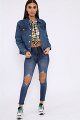 Blue Two Tone Denim Jacket -Shay-Jackets
