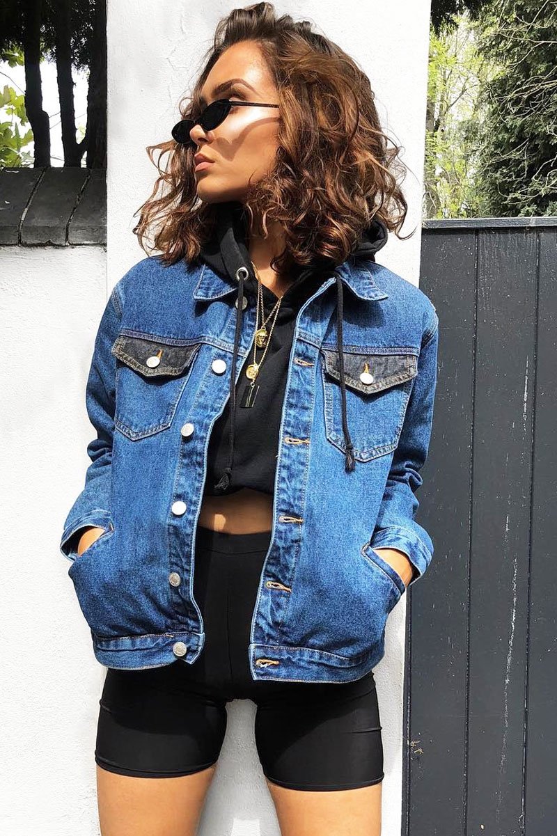 Blue Two Tone Denim Jacket -Shay-Jackets