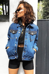 Blue Two Tone Denim Jacket -Shay-Jackets