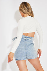 Blue Utility Belted Mini Denim Skirt - Maddy-Skirts