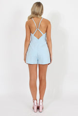 Blue V Front Playsuit - Tazmin-Playsuits