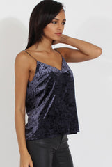 Blue Velvet Cami Top - Misty-Tops